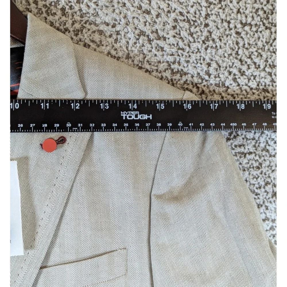 Ted Baker Linen Blend Sport Coat Size 1‎ 34R Herringbone Gray NWT